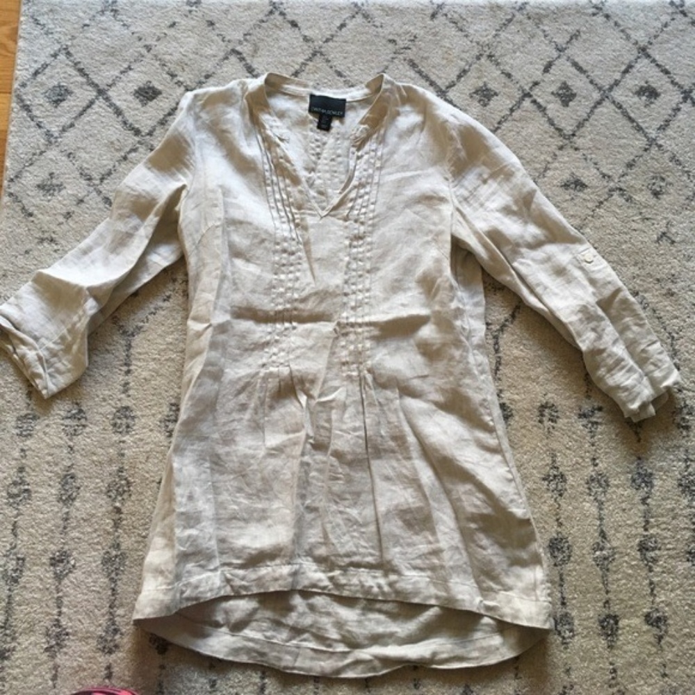 Cynthia Rowley cream linen tunic